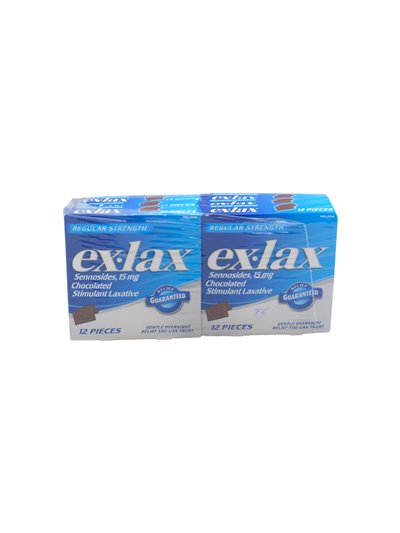 33604 - ex-lax. Regular Strenth. Chocolated Stimulant Laxative 15mg. 12ct - Box:  - Loc: K0