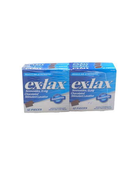 33604 - ex-lax. Regular Strenth. Chocolated Stimulant Laxative 15mg. 12ct - Box:  - Loc: K0