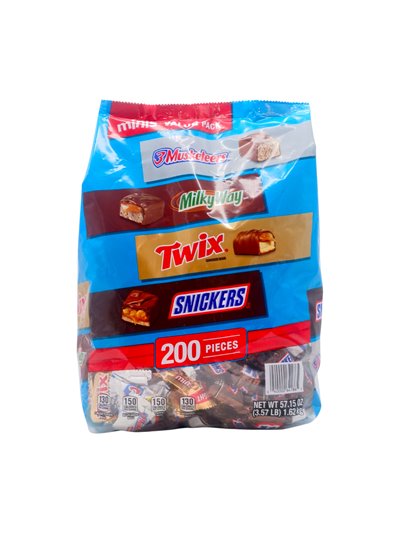 33620 - Mars. Mini Chocolate Candy Bar (3Musketeers, Twix, Snickers, and Milkyway)- 200 Pieces - Box:  - Loc: L8