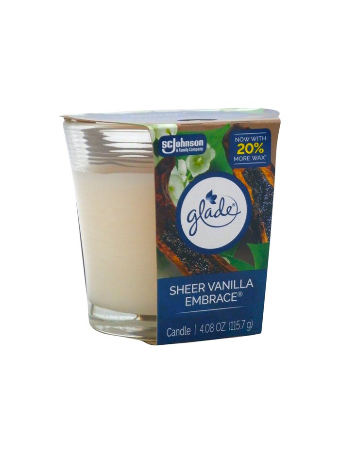 33674 - Glade Candle. Sheer Vanilla Embrace. 4.08 oz. (Case of 6). - Box:  - Loc: I5