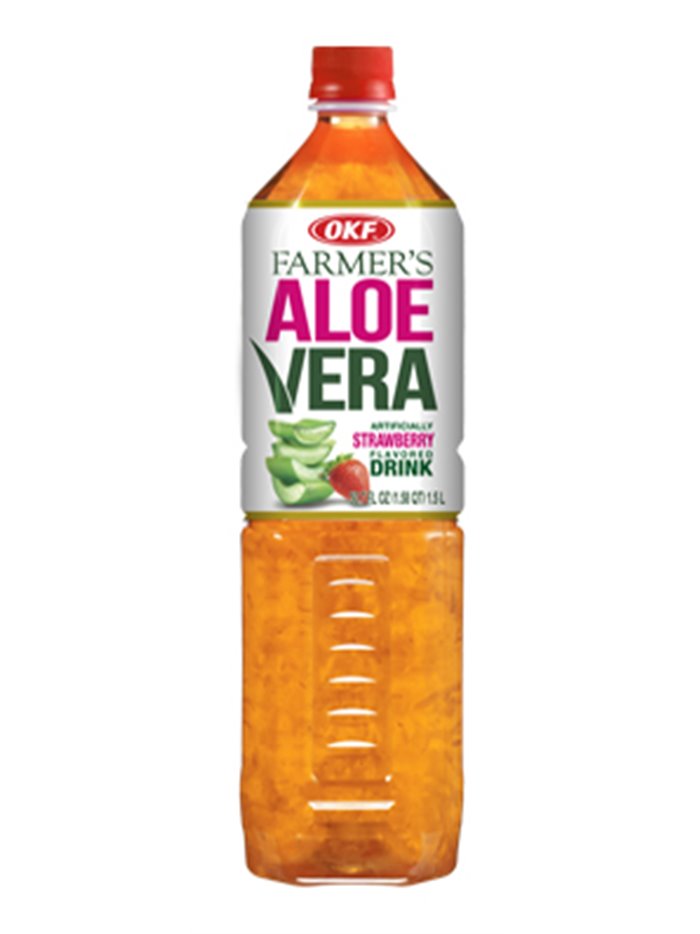 11172 - OKF Aloe Vera Drink, Strawberry - 1.5 Lt (Case of 12) - Box:  - Loc: F7