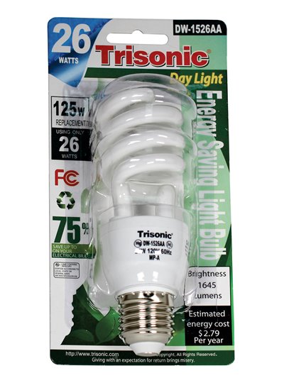 11192 - Trisonic Energy Saving Light Bulb 26W ( DW1526AA ). (Case of 24) - Box:  - Loc: I10