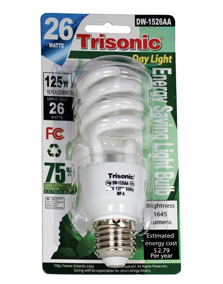 11192 - Trisonic Energy Saving Light Bulb 26W ( DW1526AA ). (Case of 24) - Box:  - Loc: I10