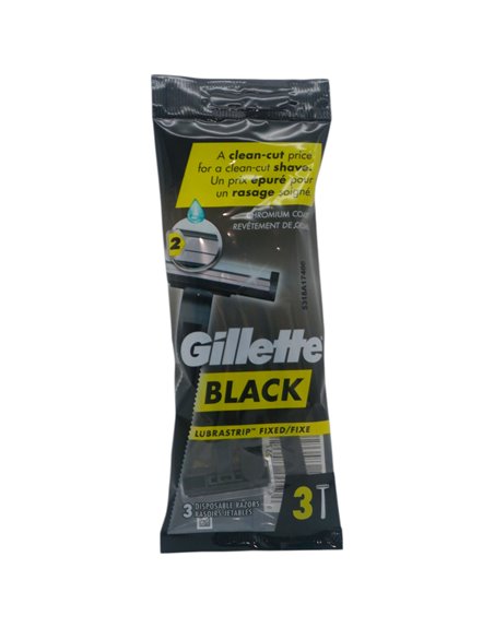 34133 - Gillette Black Razor. 3ct - Box:  - Loc: L0
