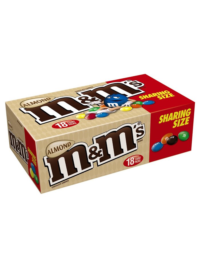 11737 - M&M's Almond Share Size - 18ct - Box:  - Loc: M6