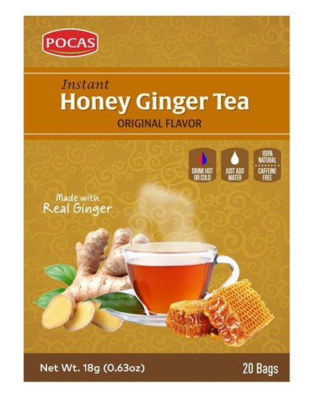 11996 - Pocas Honey Ginger Tea, Original Flavor - 18gr/20 Bags. (Case Of 24) - Box:  - Loc: R3