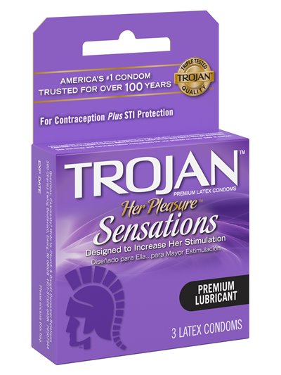 12243 - Trojan Her Pleasure Sensations, (Purple) - 6 Pack/3ct - Box:  - Loc: K11