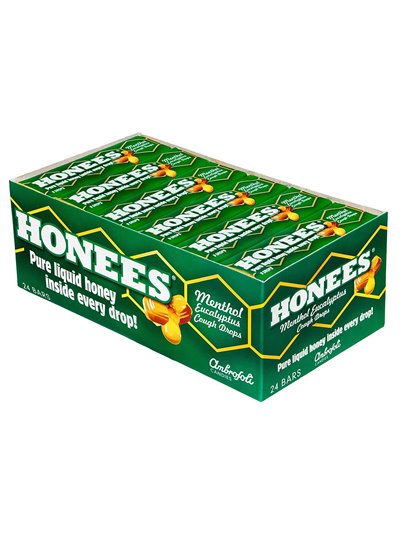 12277 - Honees Menthol Eucalyptus Cough Drops - 24 Count - Box:  - Loc: N1
