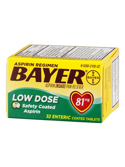 12651 - Bayer Aspirin 81mg Low Dose - 32 Tabs - Box:  - Loc: K1