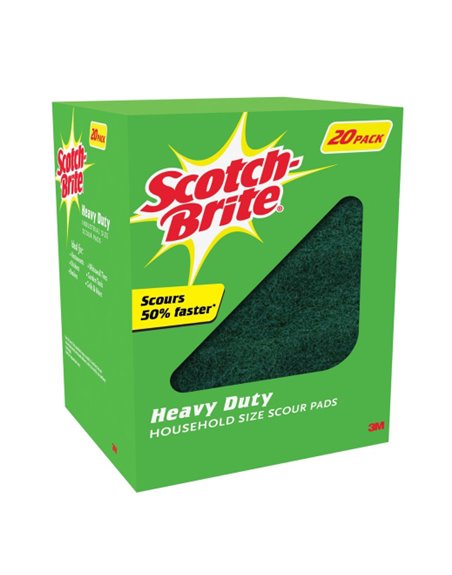 12727 - Scotch Brite Heavy Duty Scour Pads - 20 Pack (Green Box) - Box:  - Loc: J7
