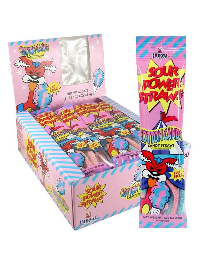 12905 - Sour Power Straws Cotton Candy - 24ct - Box:  - Loc: L12