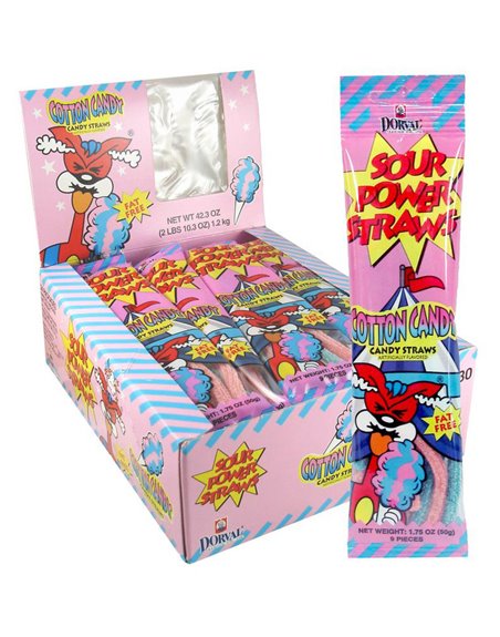 12905 - Sour Power Straws Cotton Candy - 24ct - Box:  - Loc: L12