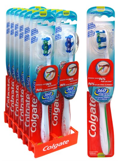 13033 - Colgate Toothbrush Soft Charcoal Gold 360 - (Pack of 12) - Box:  - Loc: K8