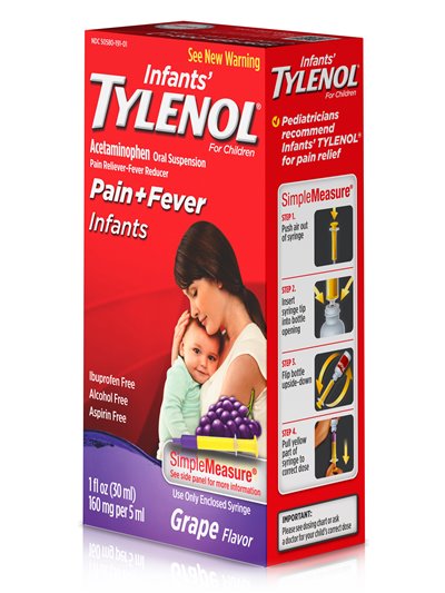 13421 - Tylenol Infants' Drops Pain+ Fever, Grape - 1 fl. oz. - Box:  - Loc: K4
