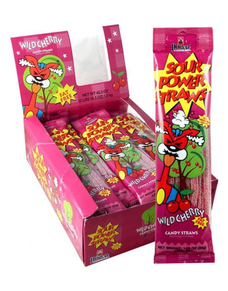 14102 - Sour Power Straws Wild Cherry - 24ct - Box:  - Loc: L12