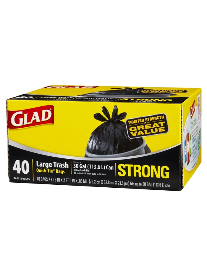 14117 - Glad Large Trash Bag, 30 Gal - 40 Bags (Case of 4) - Box:  - Loc: A4