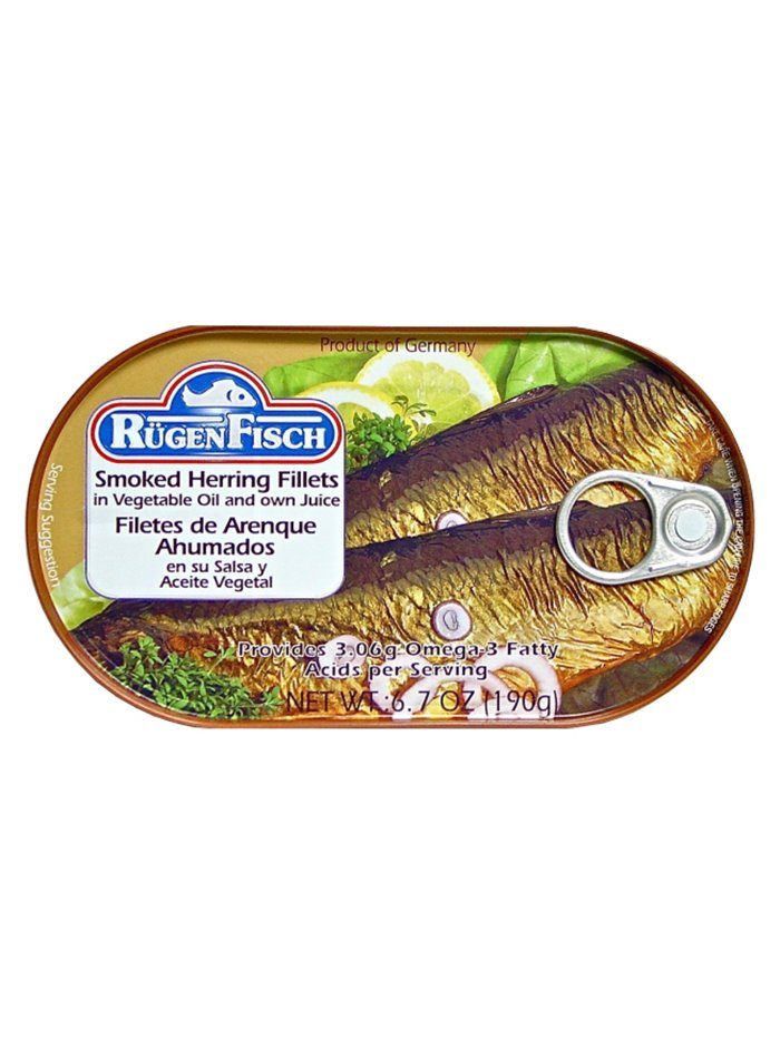 14170 - Rugen Fisch Smoked Herring Fillets In Vegetable Oil - 6.7 oz. (Case of 32) - Box:  - Loc: N5
