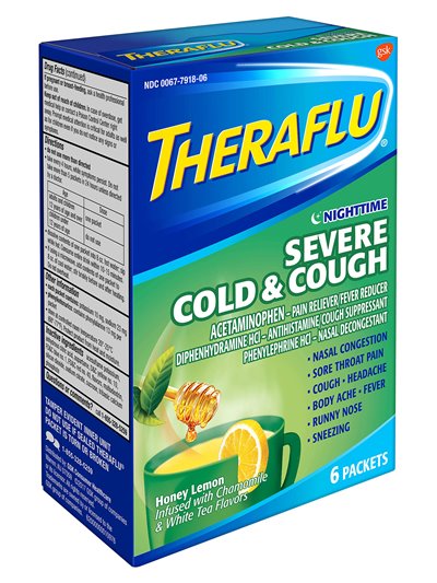 14231 - Theraflu Tea Nighttime Purple - 6 Packets - Box:  - Loc: K1