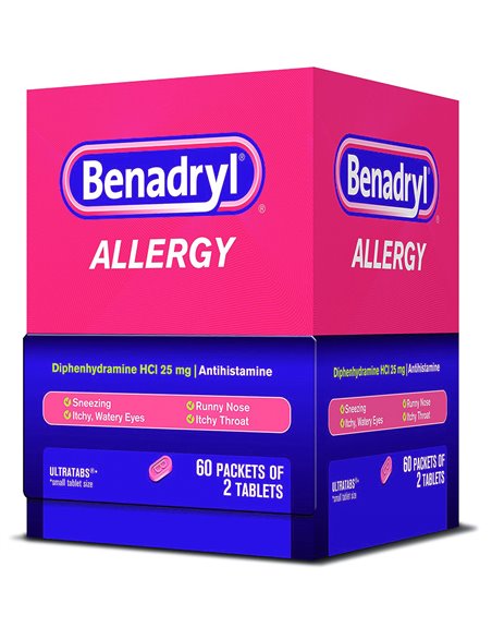 5085 - Benadryl Allergy 25mg - 60/2's - Box:  - Loc: K2