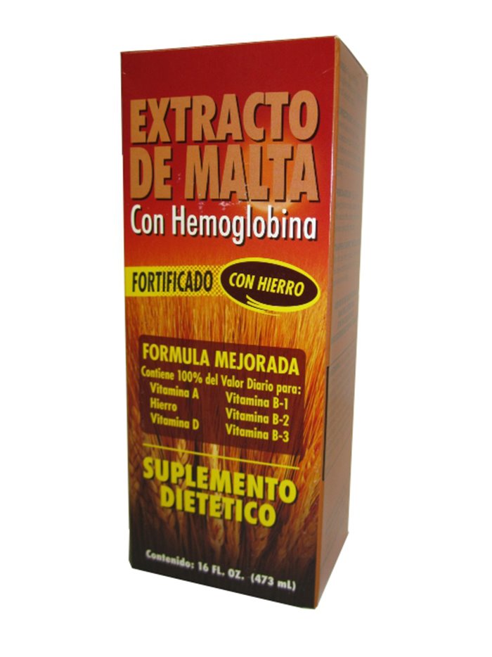 16006 - Extracto de Malta Hemoglobina - 16 fl. oz. (Case of 12) - Box:  - Loc: K2
