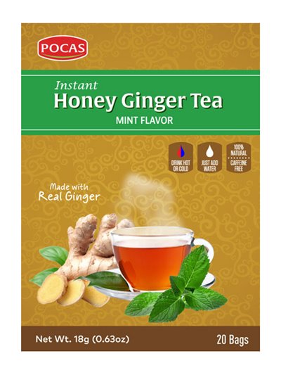 16038 - Pocas Honey Ginger Tea, Mint Flavor - 18gr/20 Bags (Case Of 24) - Box:  - Loc: R3