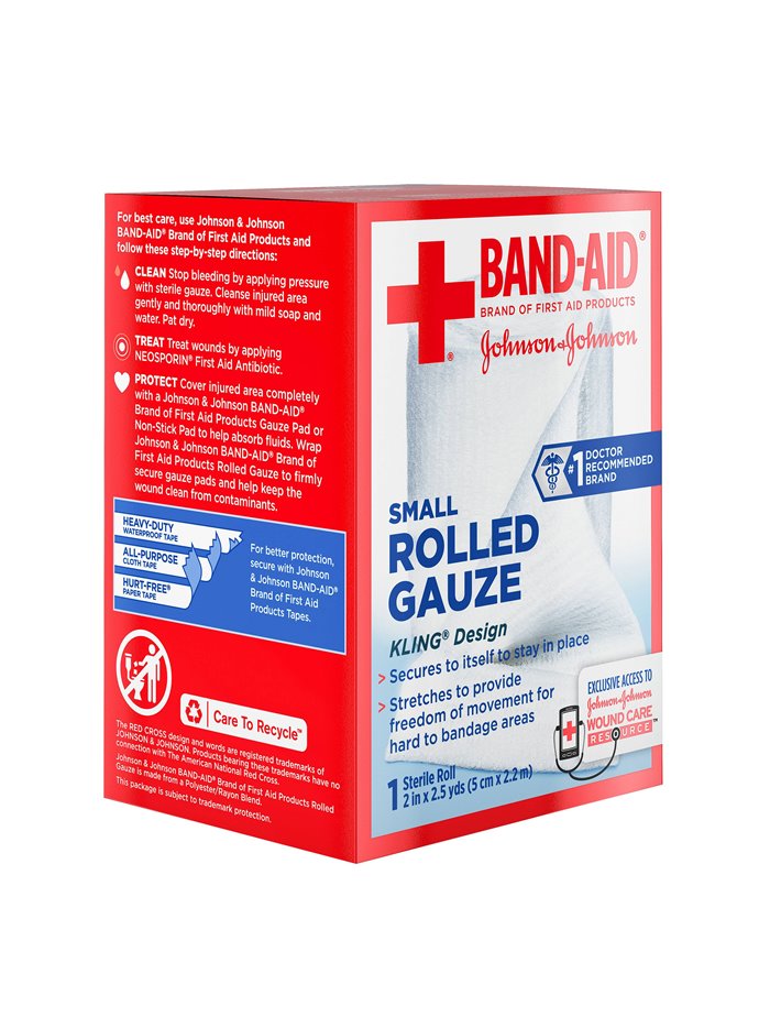 16155 - Johnson & Johnson Rolled Gauze 2" x 2.5 yads - (Pack of 3) White Red Blue - Box:  - Loc: K12