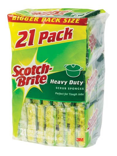 14795 - Scotch Brite Heavy Duty Scrub Sponges - 21 Pack (Plastic Bag) - Box:  - Loc: J7