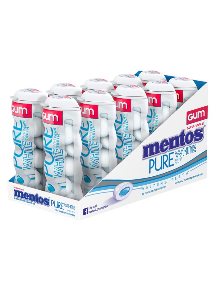 11651 - Mentos Gum Pure White, Sweet Mint - 10/15pcs - Box:  - Loc: N3