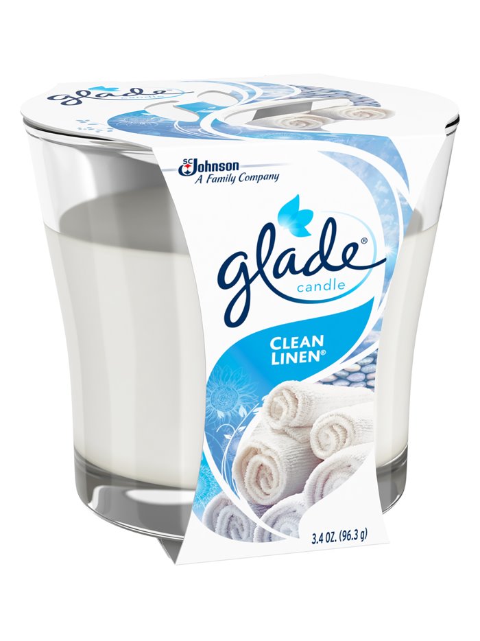 17079 - Glade Candle Clean Linen - 3.4 oz. (Case of 6) - Box:  - Loc: I5