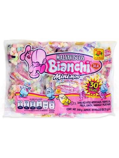 17279 - De La Rosa Marshmallows Bianchi Mini - 29.63 oz. (30 Pack) - Box:  - Loc: F1