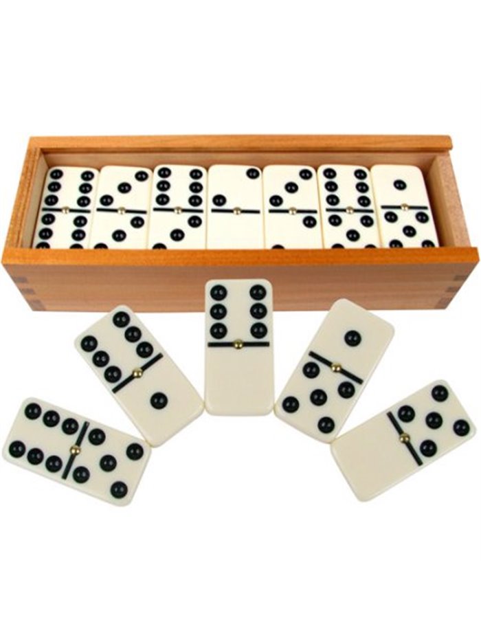 17404 - Dominoes White Wood Case - Box:  - Loc: J5