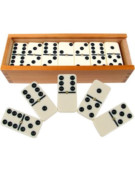 17404 - Dominoes White Wood Case - Box:  - Loc: J5