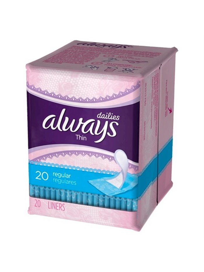 17713 - Always Dailies Thin Regular (Pantiliners) - 24 x 20's 08279 - Box:  - Loc: I3