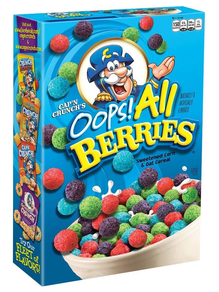 17792 - Cap'n Crunch's Oops! All Berries - 11.7 oz. (Case of 14) - Box:  - Loc: F2
