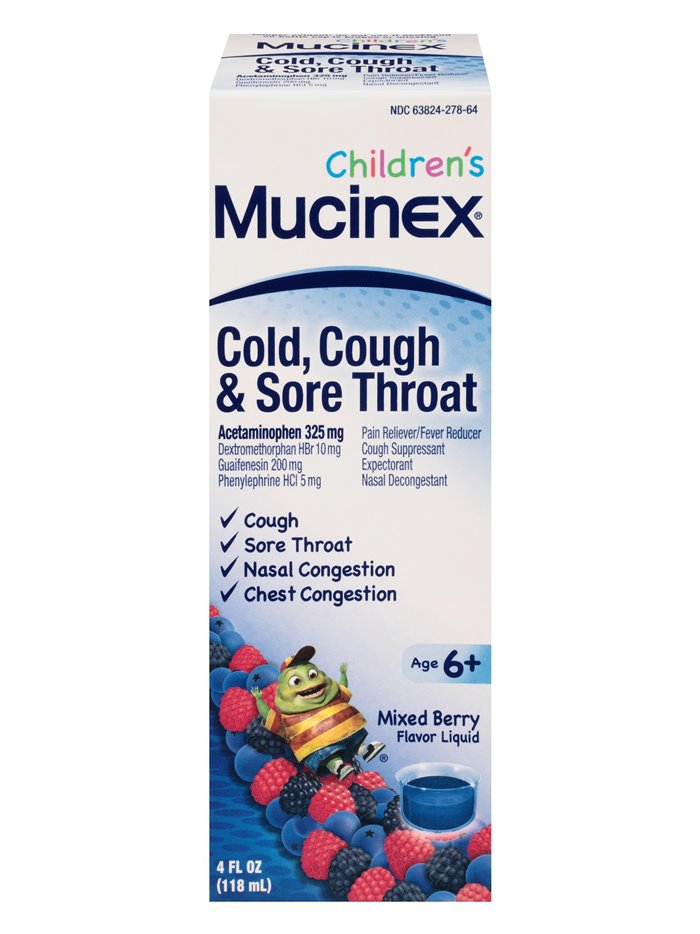 17826 - Mucinex Children's Cold, Cough & Sore Throat - 4 fl. oz. - Box:  - Loc: K4