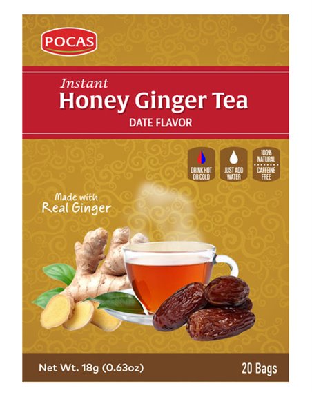 18047 - Pocas Honey Ginger Tea, Date - 18gr/20 Bags. (Case Of 24) - Box:  - Loc: R4