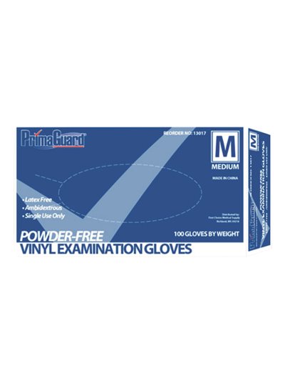 18122 - Vinyl Gloves Powder Free, Medium - 100ct - Box:  - Loc: P4