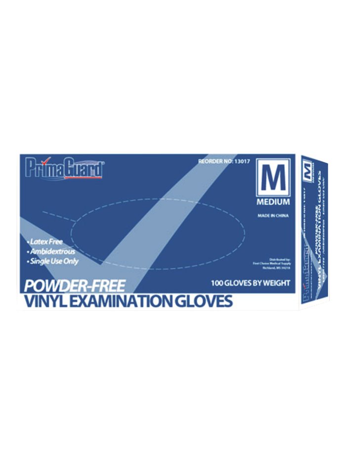 18122 - Vinyl Gloves Powder Free, Medium - 100ct - Box:  - Loc: P4