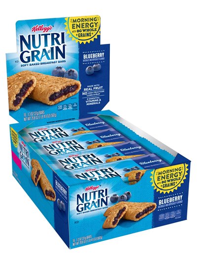18169 - Nutri Grain Blueberry, 1.3 oz. - 16 Bars - Box:  - Loc: N7