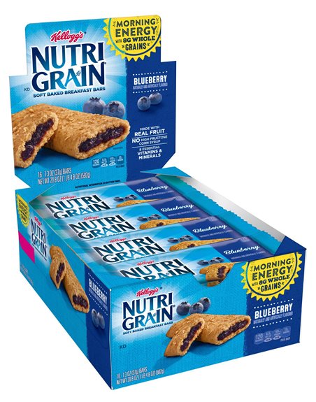 18169 - Nutri Grain Blueberry, 1.3 oz. - 16 Bars - Box:  - Loc: N7
