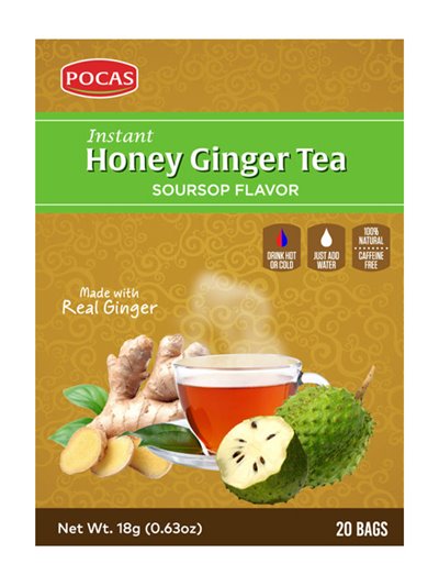 18386 - Pocas Honey Ginger Tea, Soursop Flavor - 18gr/20 Bags. (Case Of 24) - Box:  - Loc: R4