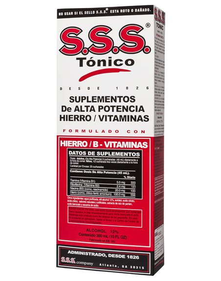18607 - S.S.S. Tonic with Iron and B-Vitamins - 10 fl. oz. - Box:  - Loc: K2-99