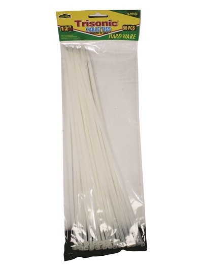 18749 - Trisonic Cable Ties 12" - 50ct ( TS-11912C ) - Box:  - Loc: A1