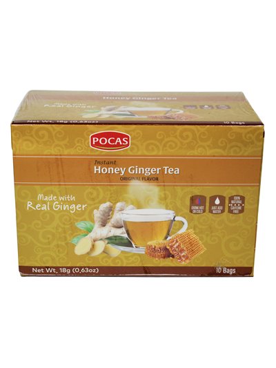 18875 - Pocas Honey Ginger Tea, Original Flavor - 10 Bags. (Case of 24) - Box:  - Loc: R3