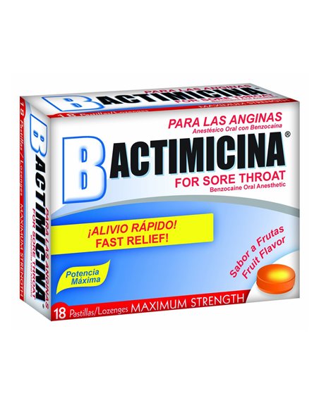 19064 - Bactimicina for Sore Throat ( Lozenges ) - 18 ct - Box:  - Loc: K1