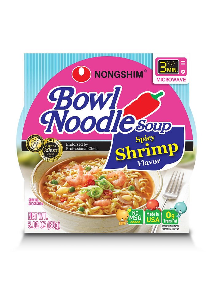 19117 - Nongshim Bowl Noodle Soup, Spicy Shrimp - ( 12 Pack ) - Box:  - Loc: E12