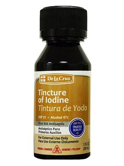 19327 - De La Cruz Tincture of Iodine (Tintura de Yodo) - 1 fl. oz. - Box:  - Loc: O3