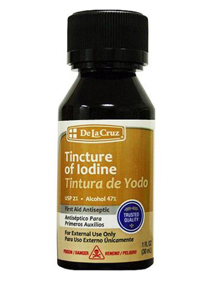 19327 - De La Cruz Tincture of Iodine (Tintura de Yodo) - 1 fl. oz. - Box:  - Loc: O3