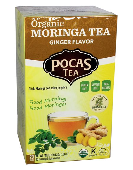 19341 - Pocas Organic Moringa Tea, Ginger Flavor - 20Count. (Case Of 6) - Box:  - Loc: M1