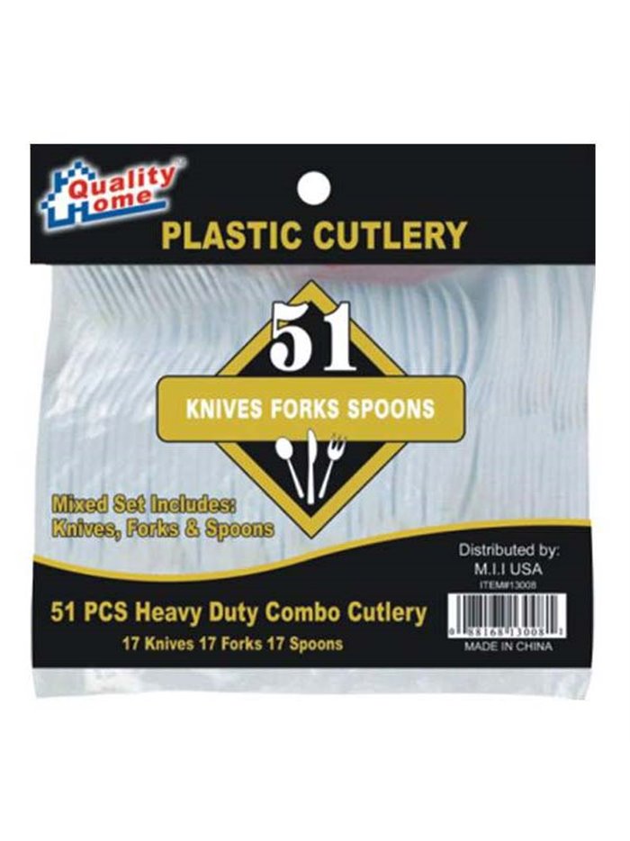 19351 - Plastic Cutlery ( Knife, Fork, Spoon ) - 24 Pack/51pcs - Box:  - Loc: E10
